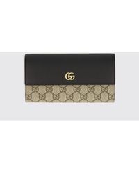 Gucci - Gg Marmont Leather And Gg Supreme Fabric Wallet - Lyst