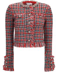 Self-Portrait - Cotton And Wool Blend Bouclé Jacket - Lyst