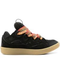 Lanvin - Men Leather Curb Sneakers - Lyst