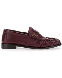 Saint Laurent - 'Le Loafer' Bordeaux Loafers With Hand-Stitched Moc Toe And Cassandre Plaque - Lyst
