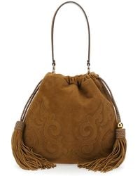 Etro - 'Kalispera' Shoulder Bag With Drawstring Closure And Tassels On The Front - Lyst