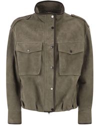 Brunello Cucinelli - Suede Utility Jacket With Patch Pockets - Lyst