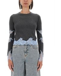 Self-Portrait - Jersey With Lace Inserts - Lyst
