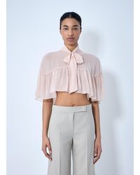 Max Mara - Silk Chiffon Cropped Blouse - Lyst