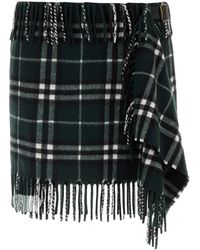 Burberry - Embroidered Wool Blend Mini Skirt - Lyst