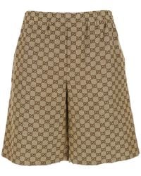 Gucci - Bermuda Shorts With Elastic Waist And All-Over Gg Motif - Lyst