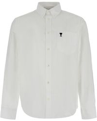 Ami Paris - Boxy Fit Button-Down Shirt With Embroidered Ami Heart Motif - Lyst