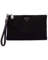 Prada - Re-Nylon And Saffiano Leather Pouch - Lyst