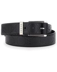 Gucci - Belt With Square Buckle And All-Over Embossed Gg Logo - Lyst