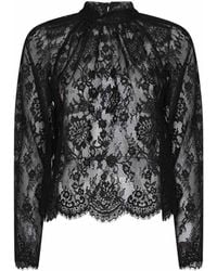 Self-Portrait - Lace Long-Sleeved Blouse - Lyst