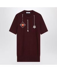 Prada - Burgundy Wool Sweater With Charms - Lyst