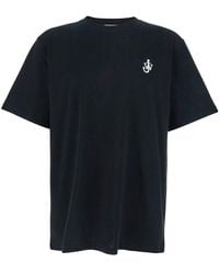 JW Anderson - Crewneck T-Shirt With Anchor Embroidery On The Front - Lyst