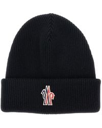 Moncler - Beanie With Logo Patch On The Front - Lyst
