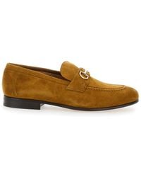 Ferragamo - Loafers With Almond Toe And Gancini Detail On The Front - Lyst