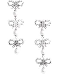 Self-Portrait - Metallic Tiered Earing With Bow Charm And Crystal Embellishments - Lyst