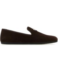 Prada - Dark Suede Loafers - Lyst