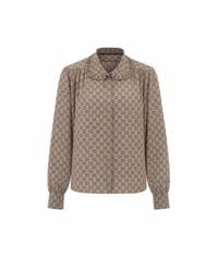Gucci - Crepe De Chine Silk Shirt With Gg Print - Lyst