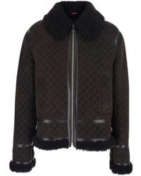 Gucci - Gg Shearling-Trimmed Leather Jacket - Lyst
