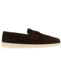 Prada - Dark Suede Loafers - Lyst