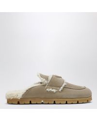 Prada - Suede And Shearling Mules - Lyst