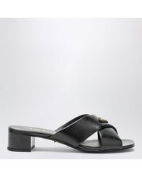 Prada - Leather Mules With Triangular Logo - Lyst