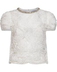 Self-Portrait - Sequin Tulle And Lace Top - Lyst