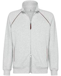 Brunello Cucinelli - Cotton Zipped Sweatshirt - Lyst