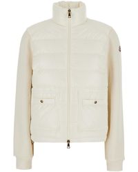 Moncler - High-Neck Cardigan With Logo Patch On The Sleeve And Padded And Quilted Design On The Front - Lyst