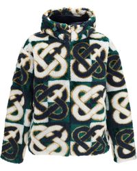 CASABLANCA - Monogram Fleece Hooded Jacket - Lyst