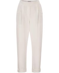 Brunello Cucinelli - Stretch Cotton Gabardine Jogging Trousers - Lyst