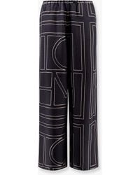 TOTEME - Silk Pajamas Trouser With Monogram Embroidery - Lyst