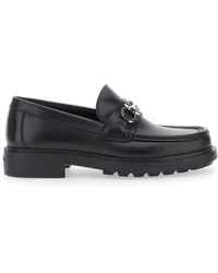Ferragamo - 'Duglas' Loafers With Gancini Plaque On The Front And Embossed Logo On The Rear - Lyst