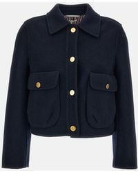 Thom Browne - Cropped Bell-Sleeve Tailored Wool Jacket - Lyst