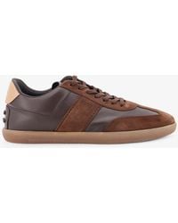 Tod's - Allacciata Cassetta Leather And Suede Sneakers - Lyst