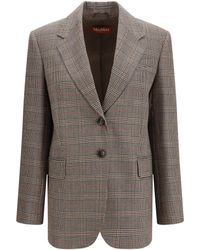 Max Mara - Checked Pattern Wool Blazer - Lyst