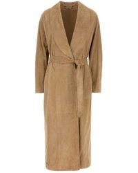 Fendi - Camel Suede Coat - Lyst