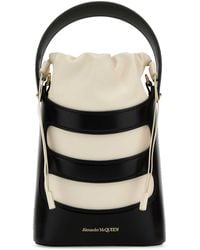 McQueen - Two-Tone Leather Mini The Rise Bucket Bag - Lyst
