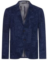 Etro - Single-Breasted Jacquard Cotton Jacket With Floral Pattern - Lyst