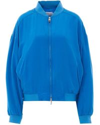 Versace - Silk-Poplin Zip Blouson With Logo Embroidery - Lyst