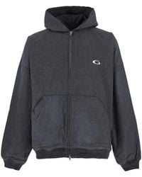 Balenciaga - Sweatshirt With Fixed Hood And Logo Detail On The Front - Lyst