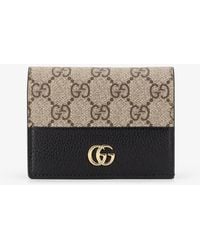 Gucci - Mini Wallet Leather And Gg Supreme Fabric Card Holder - Lyst