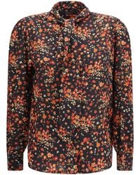 Gucci - Silk Flora Print Shirt With Neck Bow - Lyst