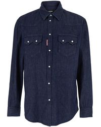 DSquared² - Shirt With Classic Collar And Two Front Patch Pockets With Buttons - Lyst