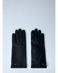 Max Mara - Leather Gloves With Logo Detail - Lyst