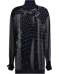 Dries Van Noten - Viscose Blouse With Pussy-Bow And Jewelry Embellishments - Lyst