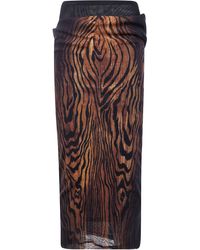 Jean Paul Gaultier - Mesh Skirt Double Layer Printed "Wood" - Lyst