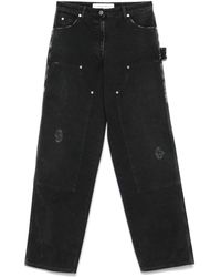 Golden Goose - Distressed Cotton Jeans With Front Patches - Lyst