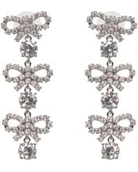 Self-Portrait - Self Portrait Micro Bow Crystal Tiered Earrings - Lyst