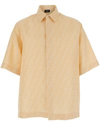Fendi - Shirt With Wide Short Sleeves And All-Over Ff Motif - Lyst