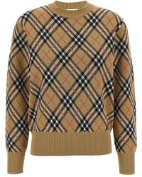 Burberry - Check-Pattern Wool Sweater - Lyst